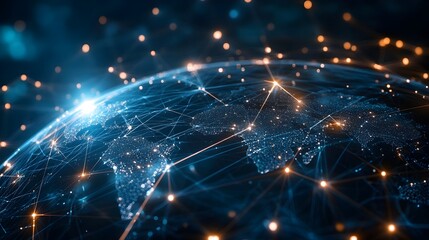Fototapeta premium Futuristic global business network connecting digital enterprises through advanced technology and seamless communication