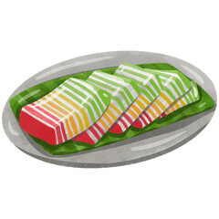 Kue Lapis Pelangi  Watercolor Indonesian Snack 