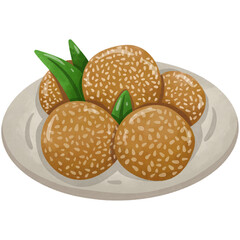 Onde Onde  Watercolor Indonesian Snack 