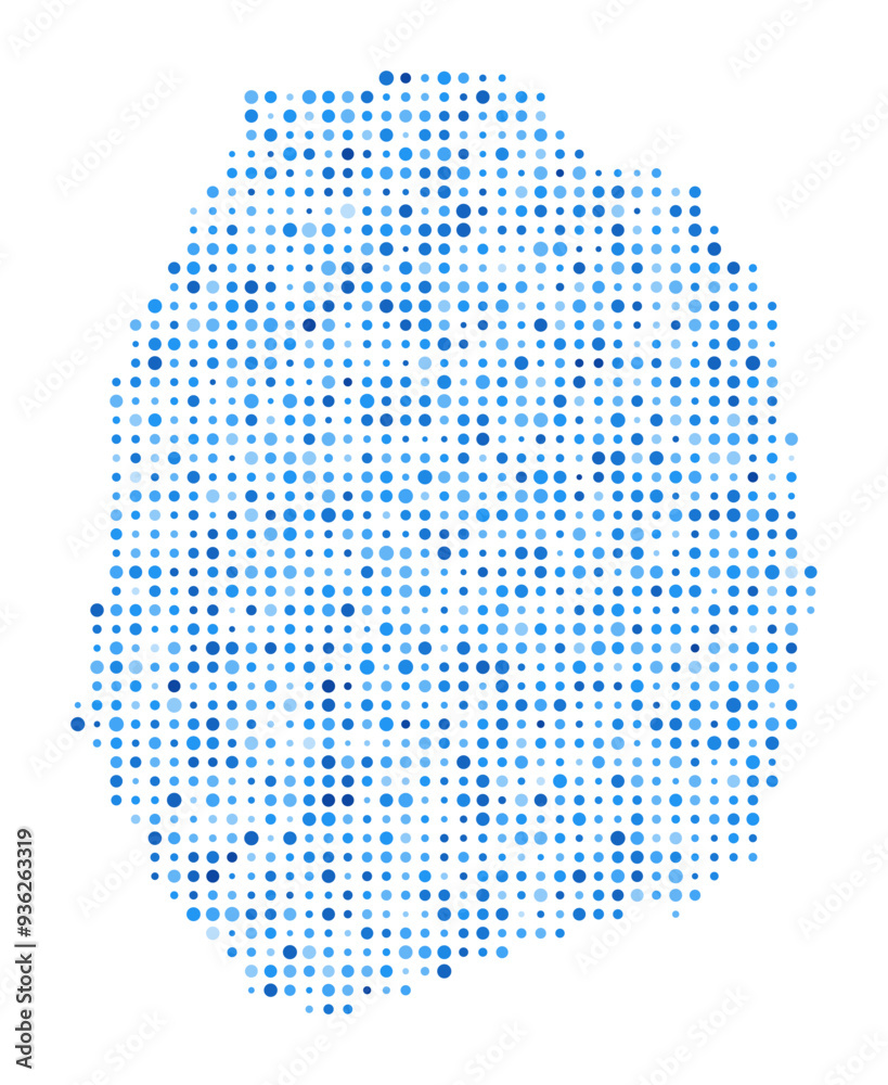 Wall mural nevis dot map. island digital style shape. nevis vector image. island shape blue circular dots. beau