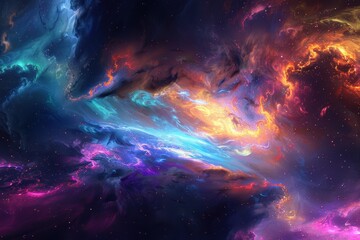 Colorful and vibrant space nebula with bright shining stars