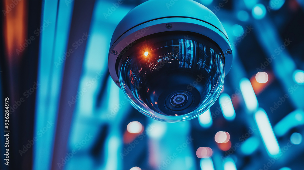 Aufkleber security camera is recording video while hanging on the ceiling