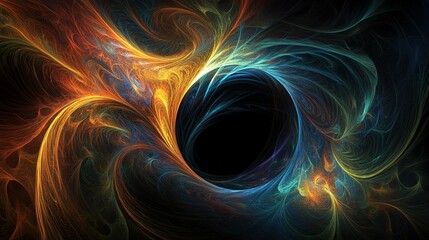 Naklejka premium Colorful abstract swirl representing energy and motion in a cosmic black hole at night