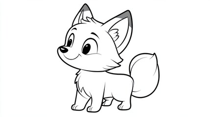 Obraz premium Outline illustration of a black and white fox for drawing and coloring on white background