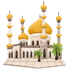 mosque islamic architecture landmark watercolor illustration

