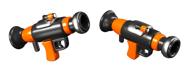 3D bazooka in cartoon style. Dynamo reactive hand held anti tank grenade launcher