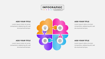 Vector puzzle infographic design template with 4 steps or options