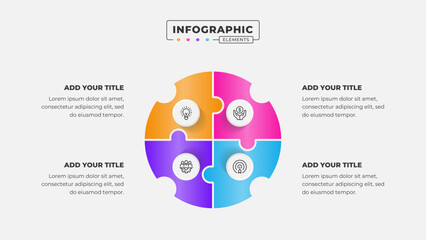 Vector puzzle infographic design template with 4 steps or options