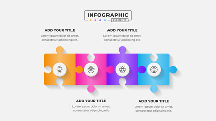 Vector puzzle infographic design template with 4 steps or options