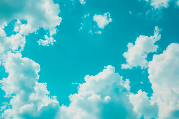 Blue sky background with tiny clouds. Abstract nature background. Copy space.