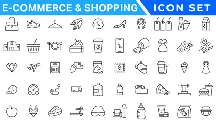 E-commerce avd Shopping icons collection set. Online shopping thin line icons. Shop icons vector