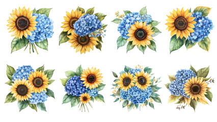 Colorful Flower Collection Isolated in a Decorative Set