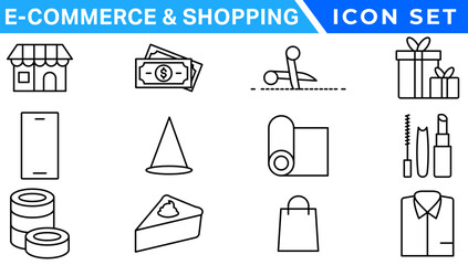 E-commerce avd Shopping icons collection set. Online shopping thin line icons. Shop icons vector