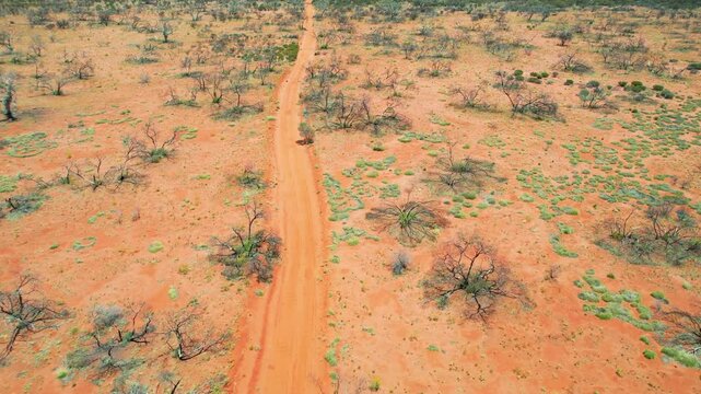 Remote track across the red Australian outback