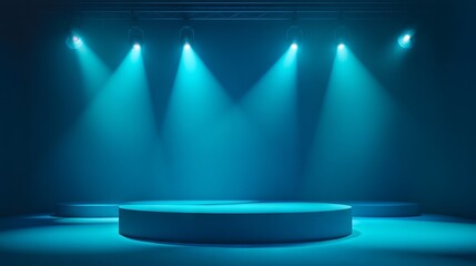 Studio stage lighting pastel blue tone color for product display showcase demonstration decoration