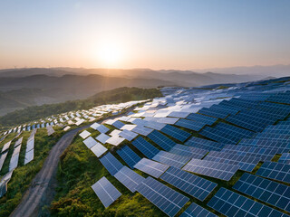 view of solar power station on mountain
