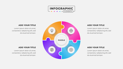 Vector puzzle infographic design template with 4 steps or options