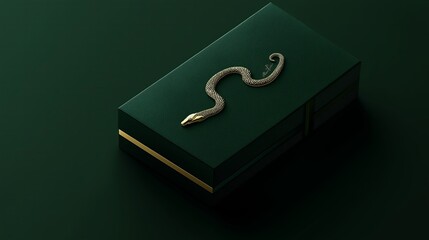 Luxurious green box with a golden snake 2025 symbol  emblem, representing elegance and exclusivity.