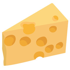 Cheddar Cheese Sliced Illustration Isolated on White Background
