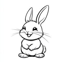 Obraz premium Outline illustration of a black and white bunny for drawing and coloring on white background