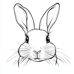 Outline illustration of a black and white bunny for drawing and coloring on white background