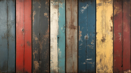 Fototapeta premium A row of wooden boards with different colors and textures