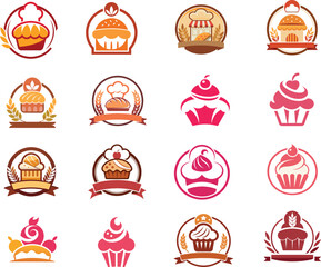 set of icons of bakery