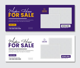 Real estate agency house sale social media cover web banner template