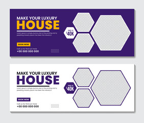 Real estate agency house sale social media cover web banner template
