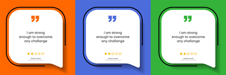 3D bubble testimonial banner, quote, infographic. Social media post template designs for quotes. Empty speech bubbles, quote bubbles and text box. Vector Illustration EPS10.