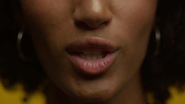 Close-Up of Woman Lips Puckered for a Kiss