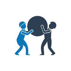 Two people lifting a heavy object icon