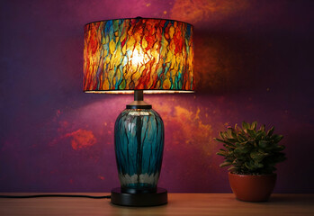 Table lamp on a colorful background