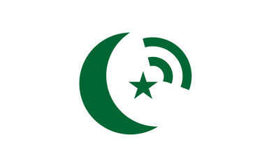 Moon and star with signal Premium Vector