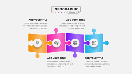 Vector puzzle infographic design template with 4 steps or options