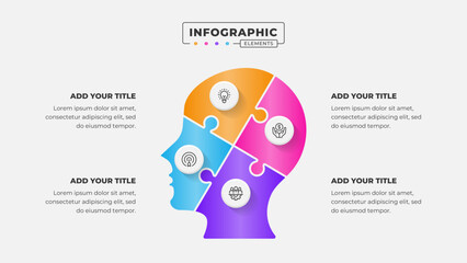Vector puzzle infographic design template with 4 steps or options
