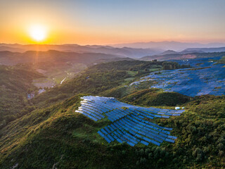 view of solar power station on mountain