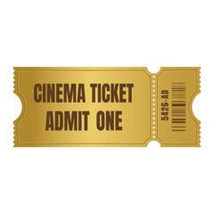 Golden cinema ticket template. Vector illustration