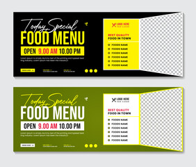 Food menu and restaurant Facebook cover banner template