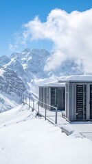 A remote server facility in the mountains, using natural cooling to maintain optimal temperatures