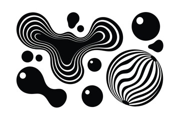 Glossy, monochromatic black vector patterns; sleek and dynamic designs for any project.