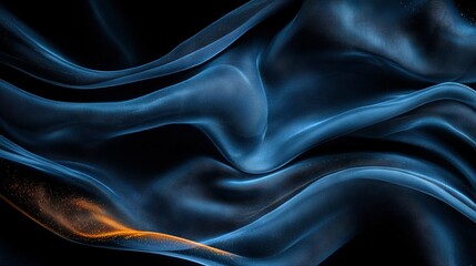 Fototapeta premium Black background with blue and orange wave pattern on both sides of the image