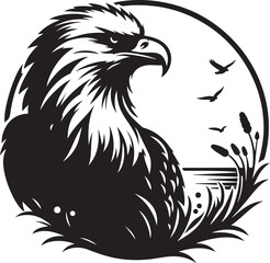 Majestic Eagle Bird Vector art Illustration and silhouettes style with white background