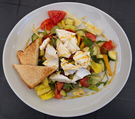 Salad with cheese and vegetables in Czech republic, Europe
