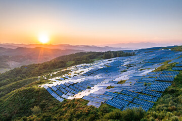 view of solar power station on mountain