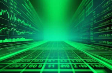 green background on the theme of finance and currency, crypto, exchange, earnings, numbers and letters, place for text, programming, science