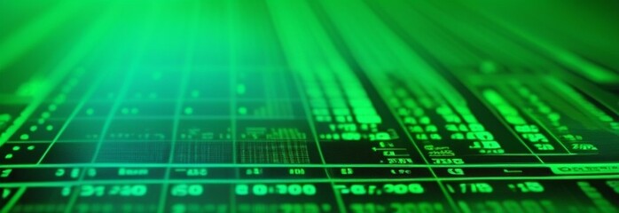 green background on the theme of finance and currency, crypto, exchange, earnings, numbers and letters, place for text, programming, science
