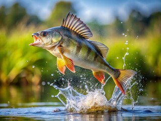 jumping perch in the water