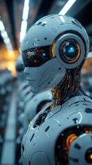 Futuristic robot profile with intricate details and glowing components, showcasing advanced technology and design aesthetics.