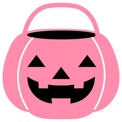 pink halloween pumpkin bucket illustration © AnotaiSi